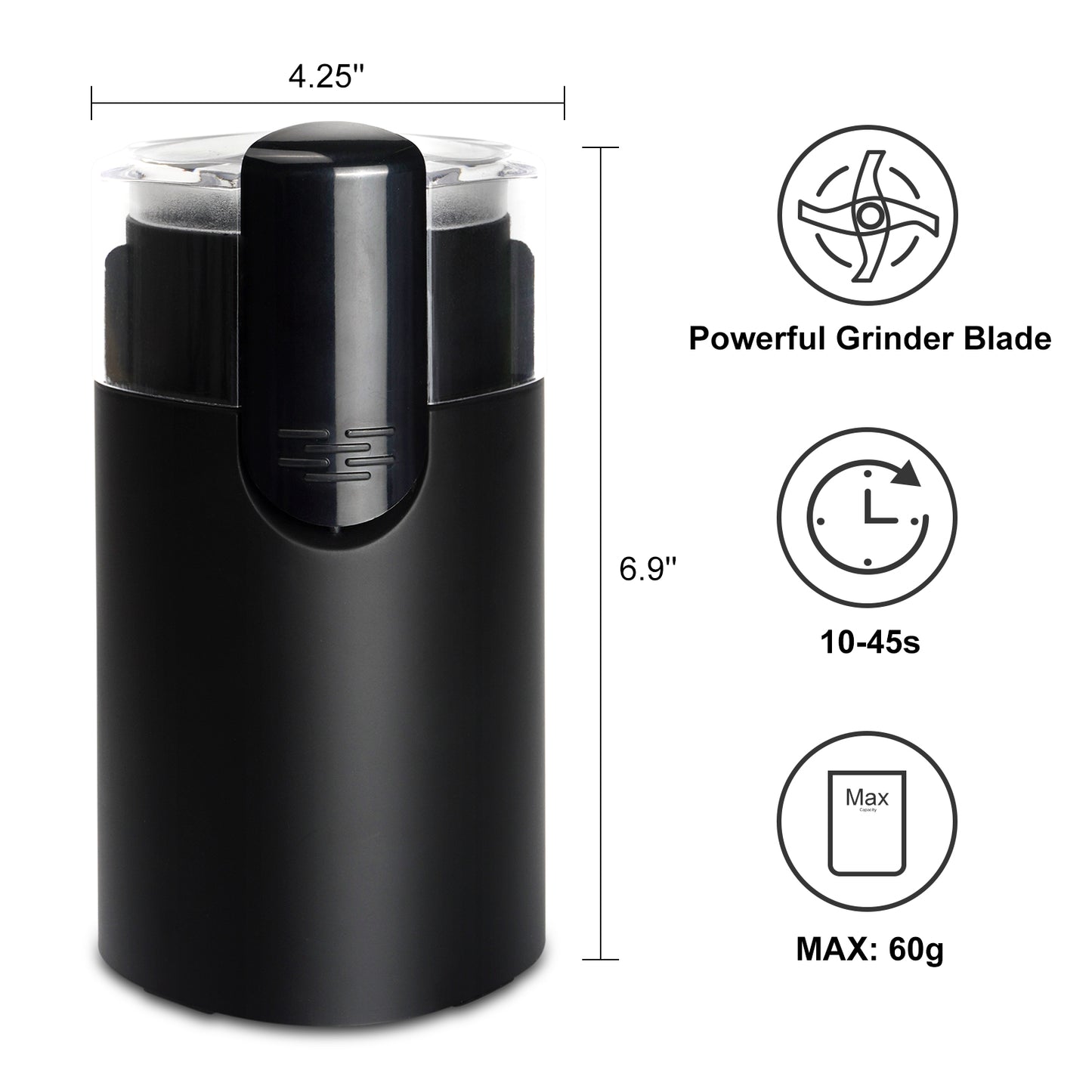 Classic Coffee Grinder Electric, One-Touch Button Spice Grinder, Easy Operation, Durable Stainless Steel Blades Perfect for Espresso, Herbs, Spices, Nuts