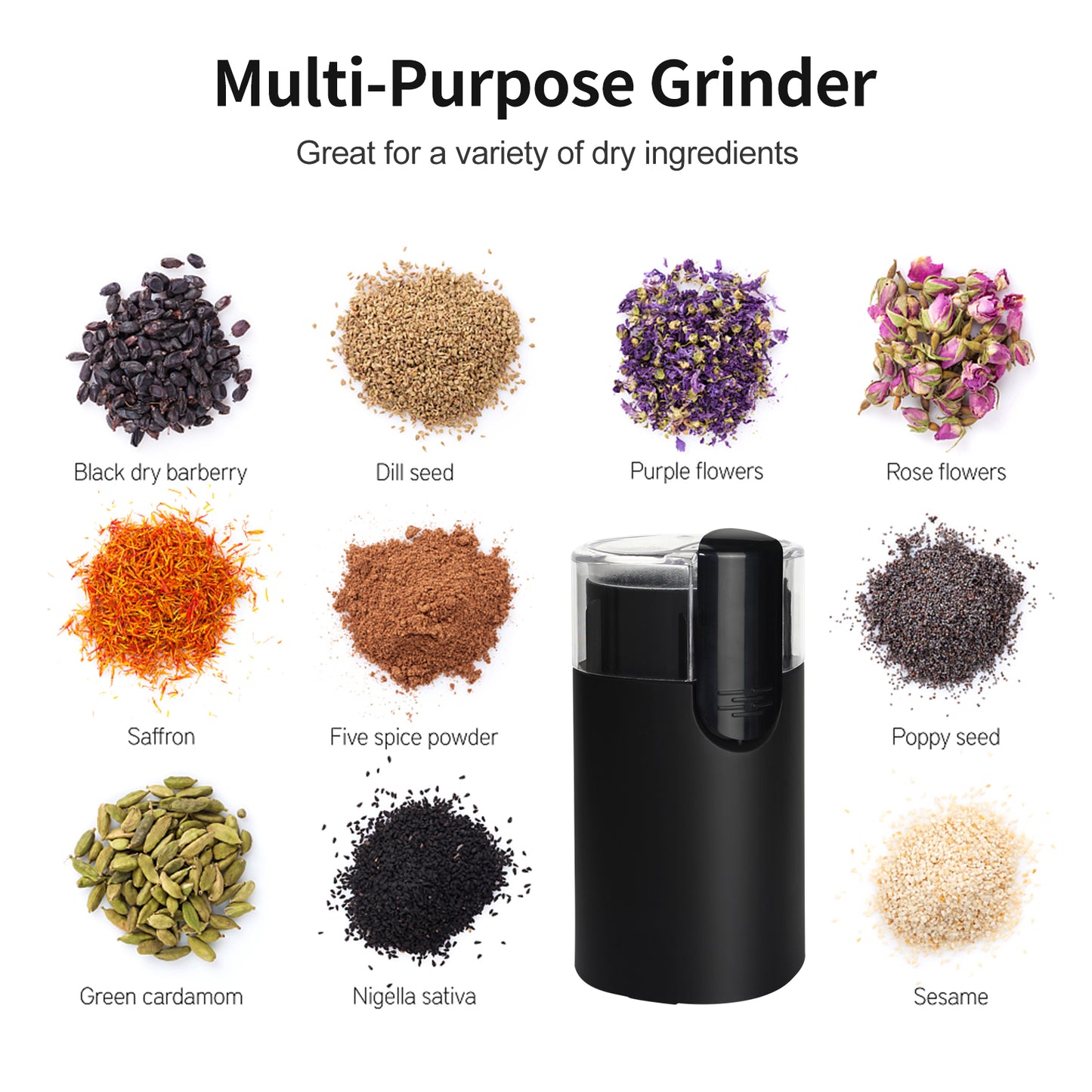 Classic Coffee Grinder Electric, One-Touch Button Spice Grinder, Easy Operation, Durable Stainless Steel Blades Perfect for Espresso, Herbs, Spices, Nuts