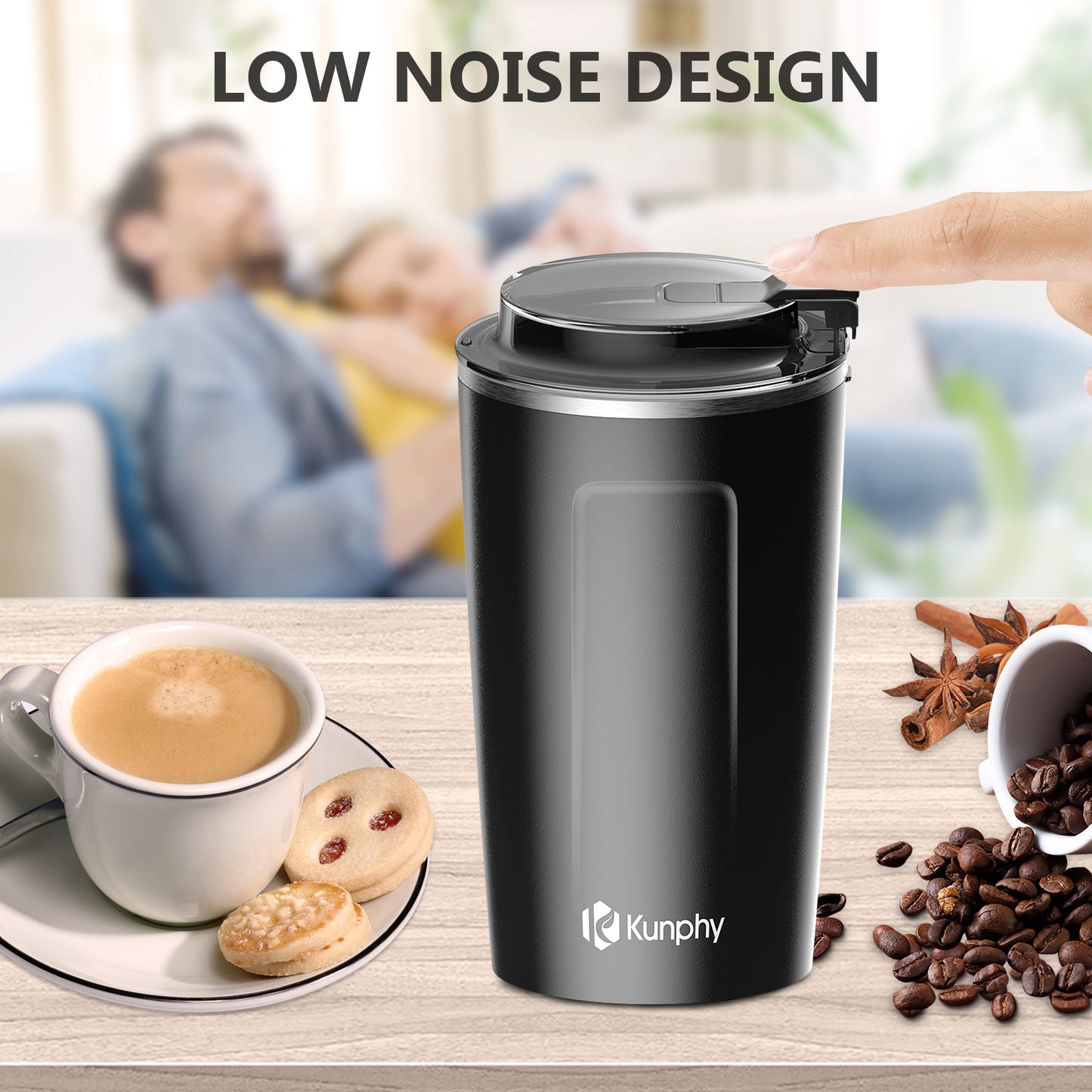 Coffee Grinder, Electric Coffee Grinder, Spice Grinder Electric, One-Touch Operation Coffee Bean Grinder for Herbs Spices and More, with Cleaner Brush and 304 Stainless Steel Blade