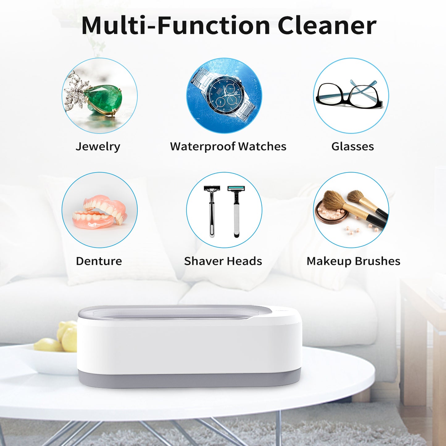 Ultrasonic Jewelry Cleaner, Jewelry Cleaner Machine 12oz 46KHz, Professional Sonic Cleaner with One-Touch Operation, Ultrasonic Cleaner for Rings, Glasses, Jewelry, Dentures