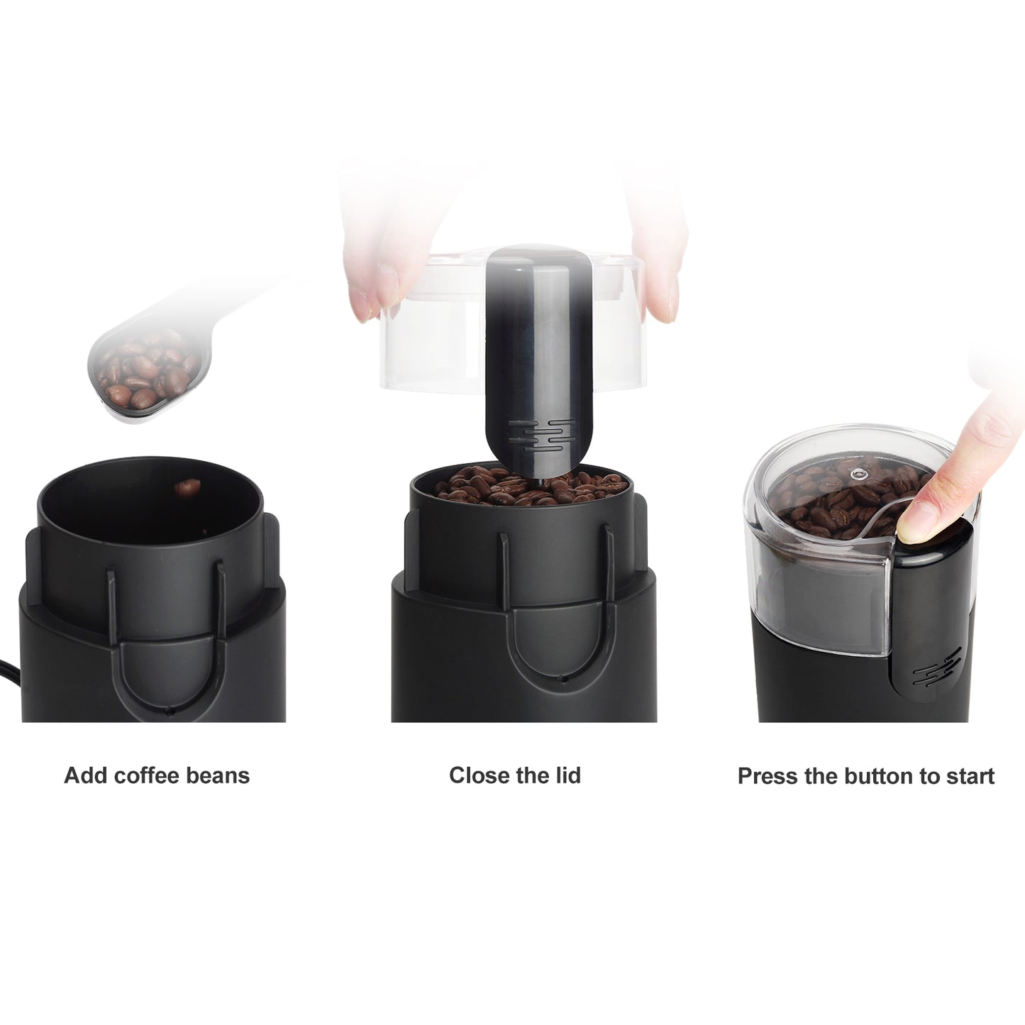 Classic Coffee Grinder Electric, One-Touch Button Spice Grinder, Easy Operation, Durable Stainless Steel Blades Perfect for Espresso, Herbs, Spices, Nuts